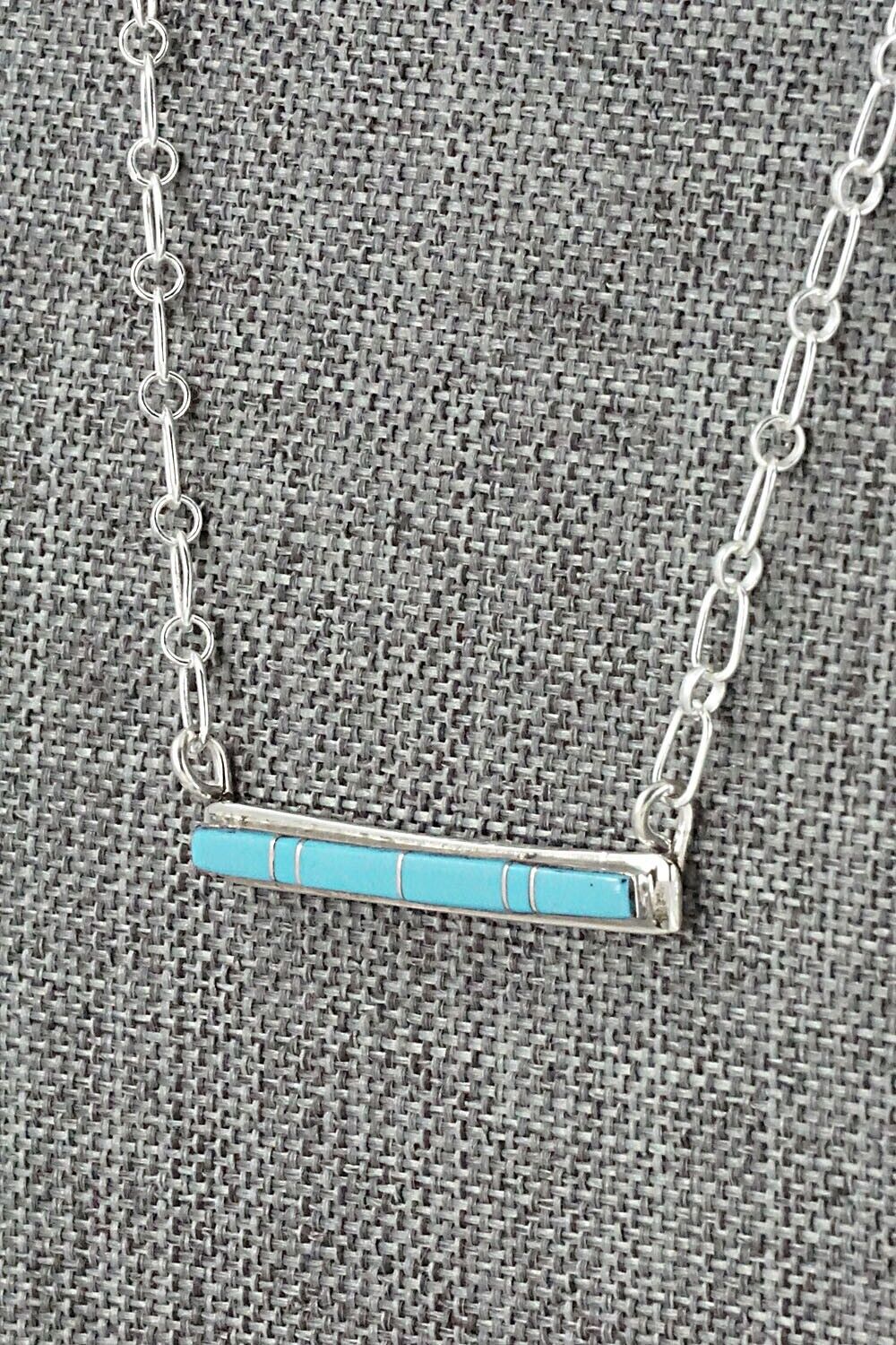 Turquoise & Sterling Silver Necklace - Roland Natachu