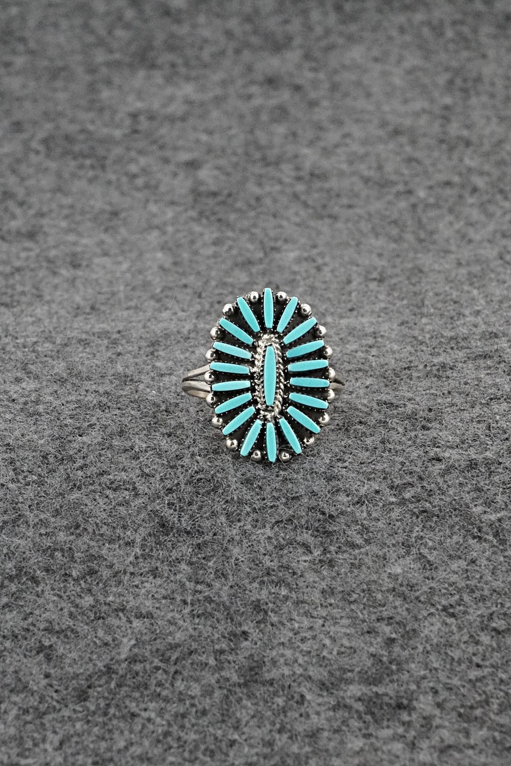Turquoise & Sterling Silver Ring - Fritzon Owaleon - Size 9