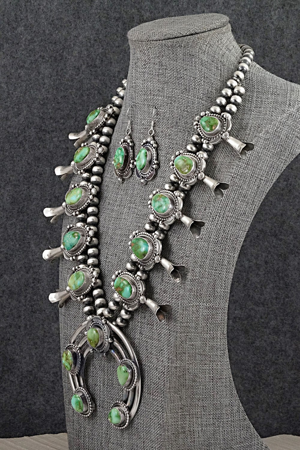 Turquoise & Sterling Silver Squash Blossom Set - Tom Lewis