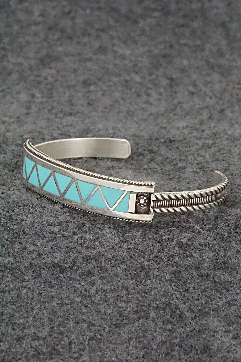 Turquoise & Sterling Silver Inlay Bracelet - Claudine Haloo