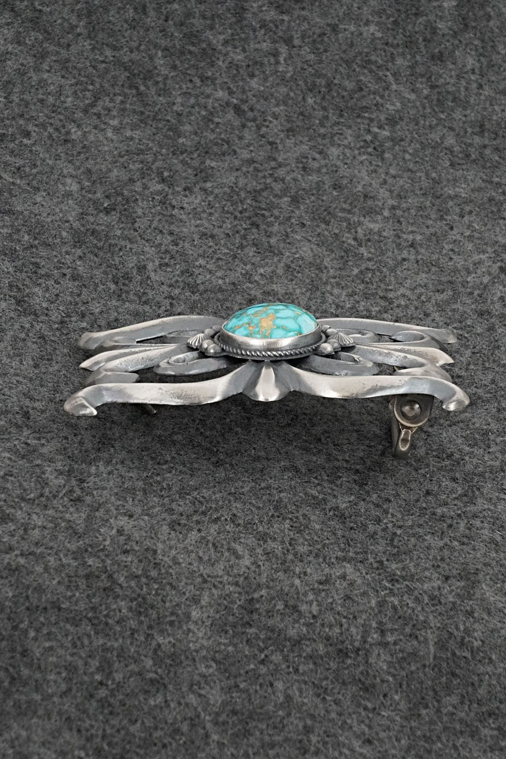 Turquoise & Sterling Silver Belt Buckle - Harrison Bitsue