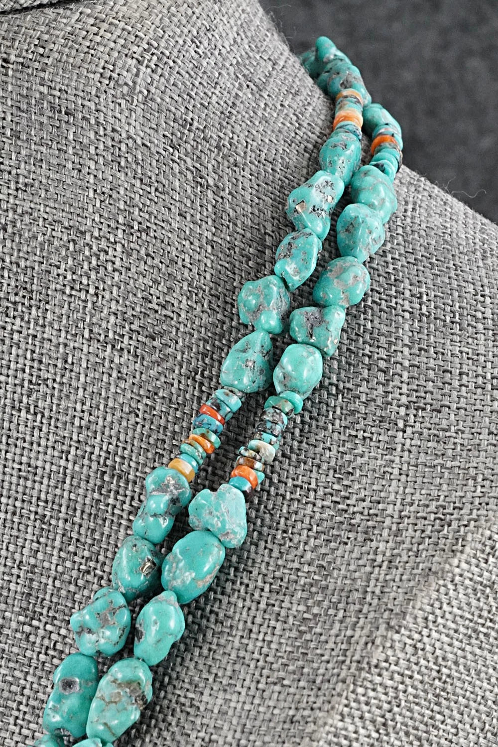Spiny Oyster, Turquoise & Sterling Silver Necklace Set - Erika Brown