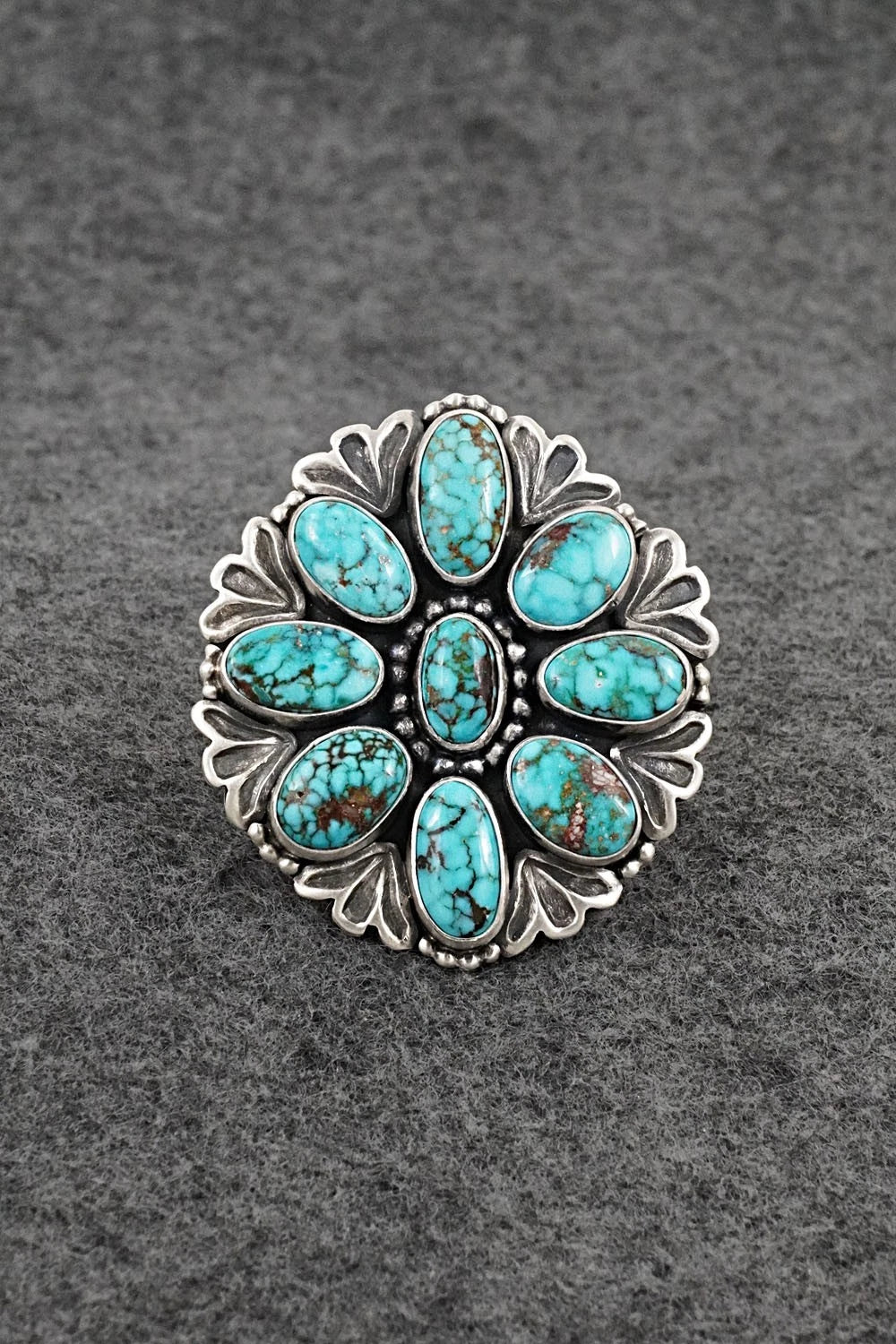 Turquoise & Sterling Silver Ring - Mark Yazzie - Size 8 Adj.