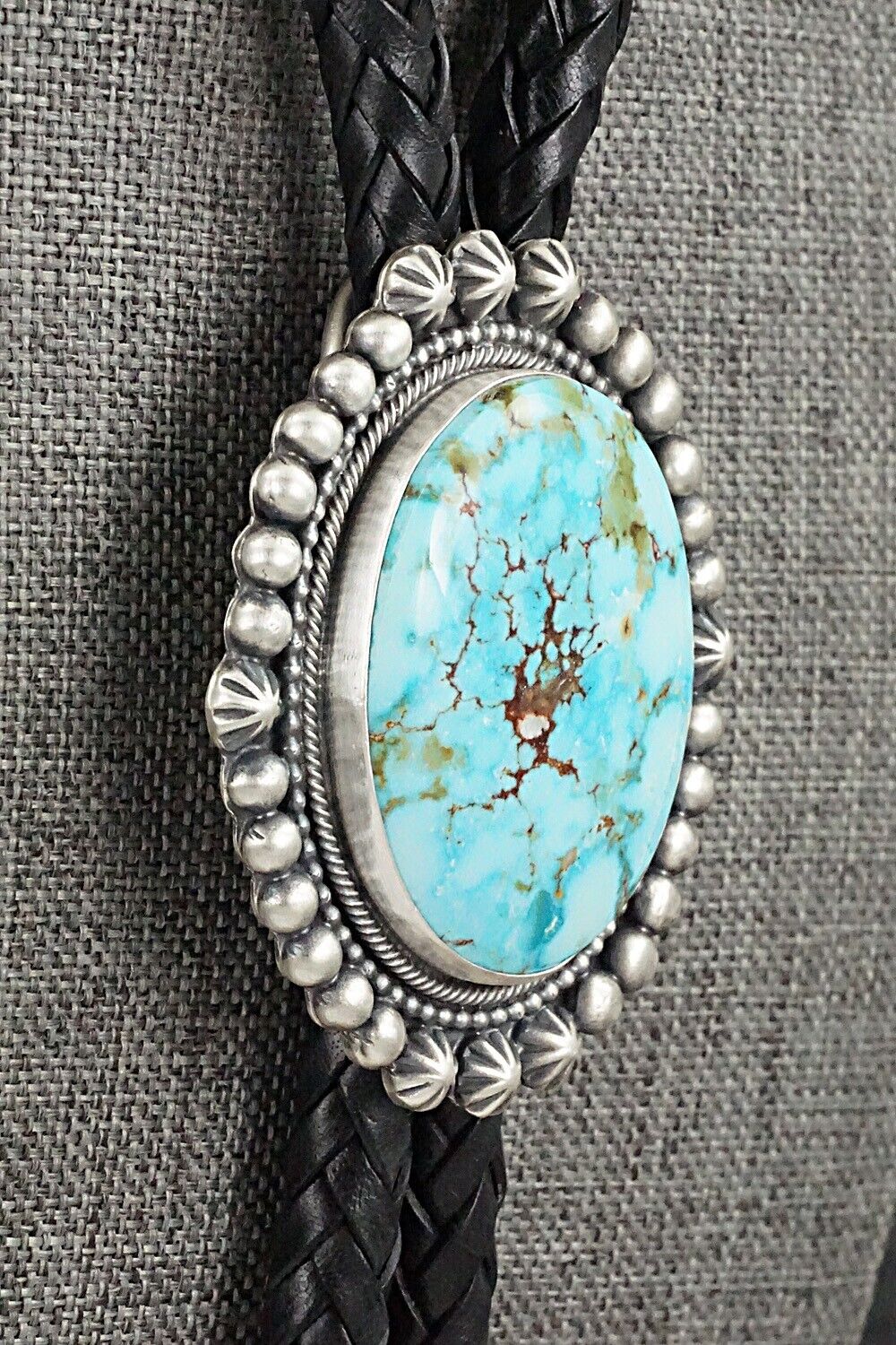 Turquoise & Sterling Silver Bolo Tie - Bobby Johnson