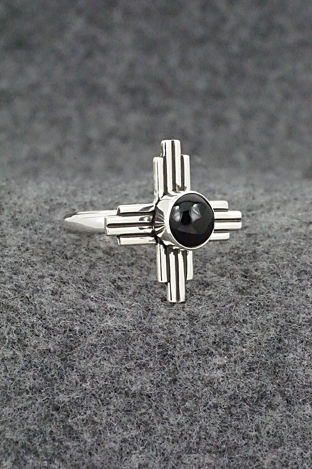 Onyx and Sterling Silver Ring - Raymond Coriz - Size 8.5