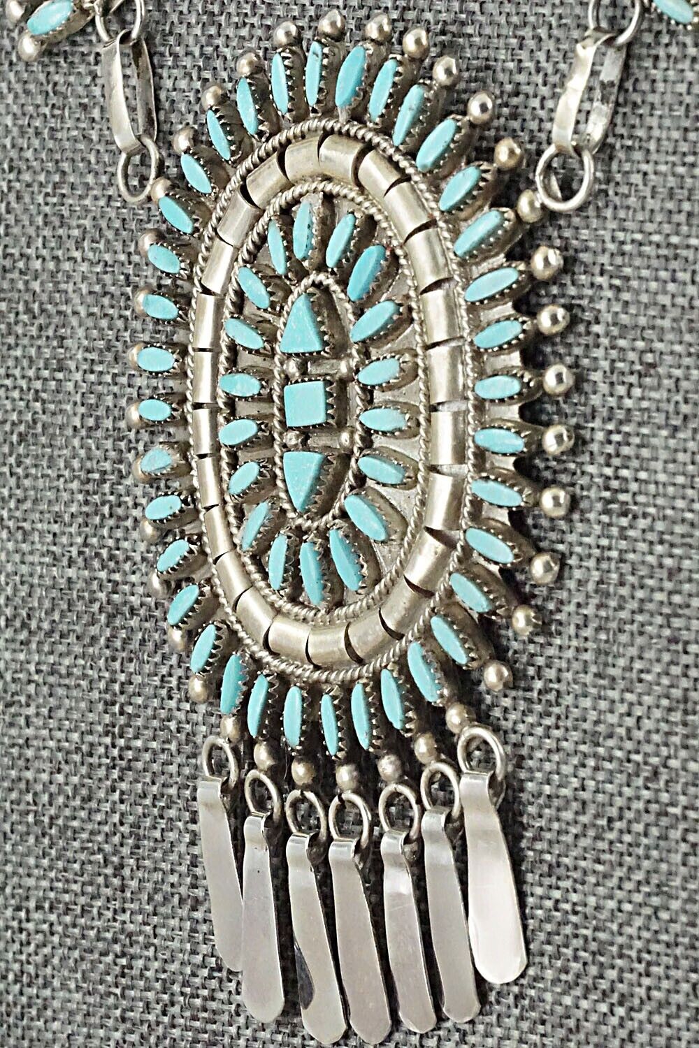 Turquoise & Sterling Silver Necklace and Earrings Set - Evonne Hustito
