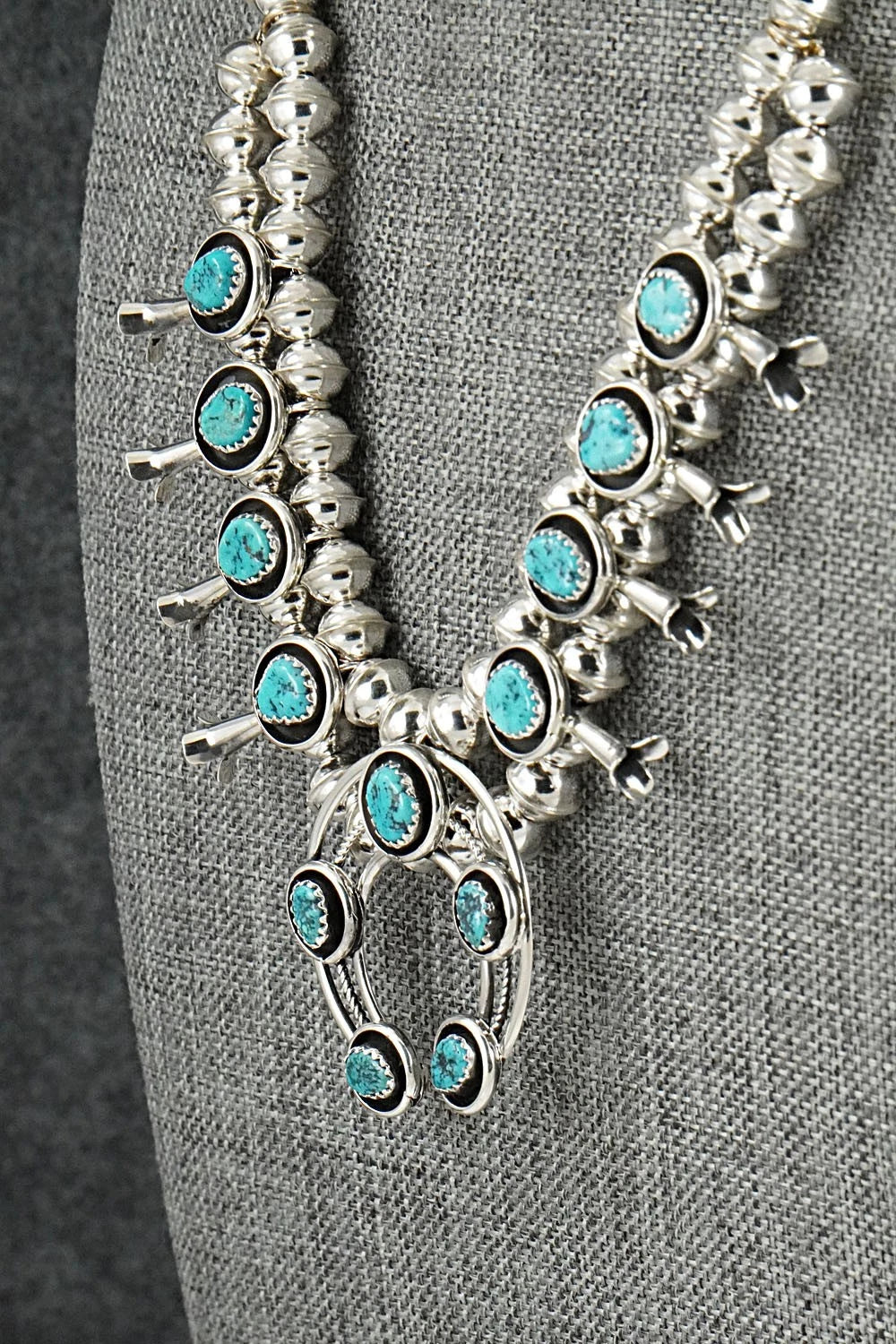 Turquoise & Sterling Silver Squash Blossom Set - Phil Garcia