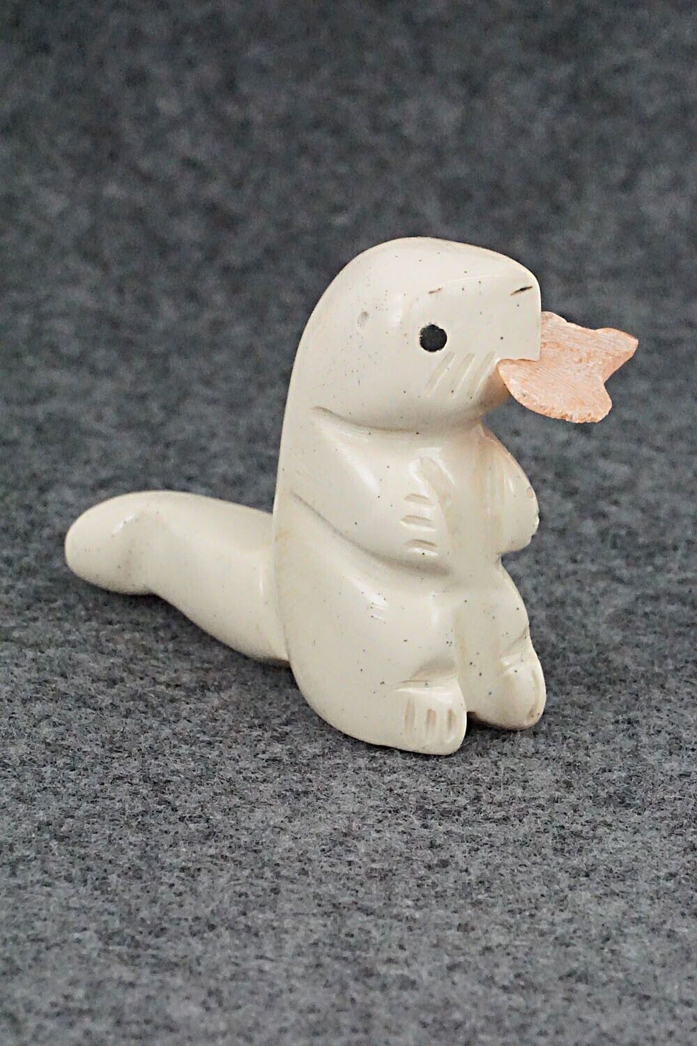 Otter with Fish Zuni Fetish Carving - Justin Red Elk