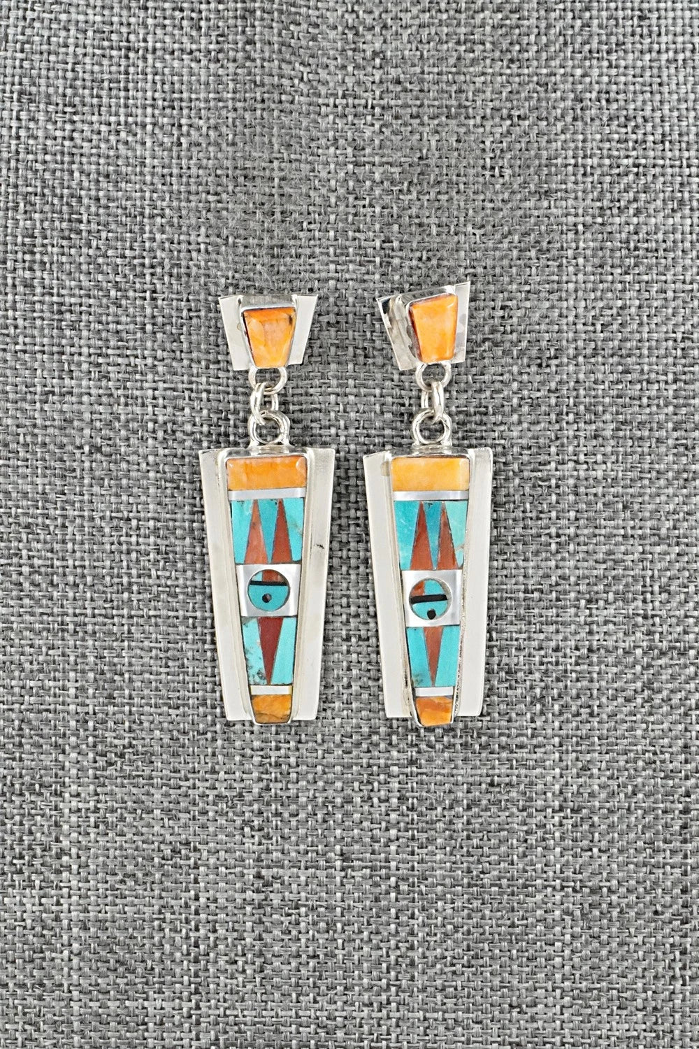 Multi-Stone & Sterling Silver Inlay Earrings - Rayland Edaakie