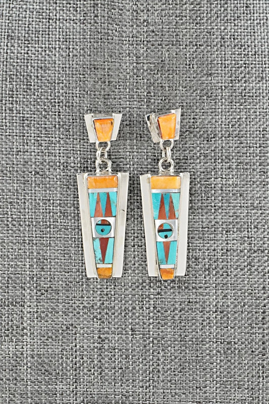 Multi-Stone & Sterling Silver Inlay Earrings - Rayland Edaakie
