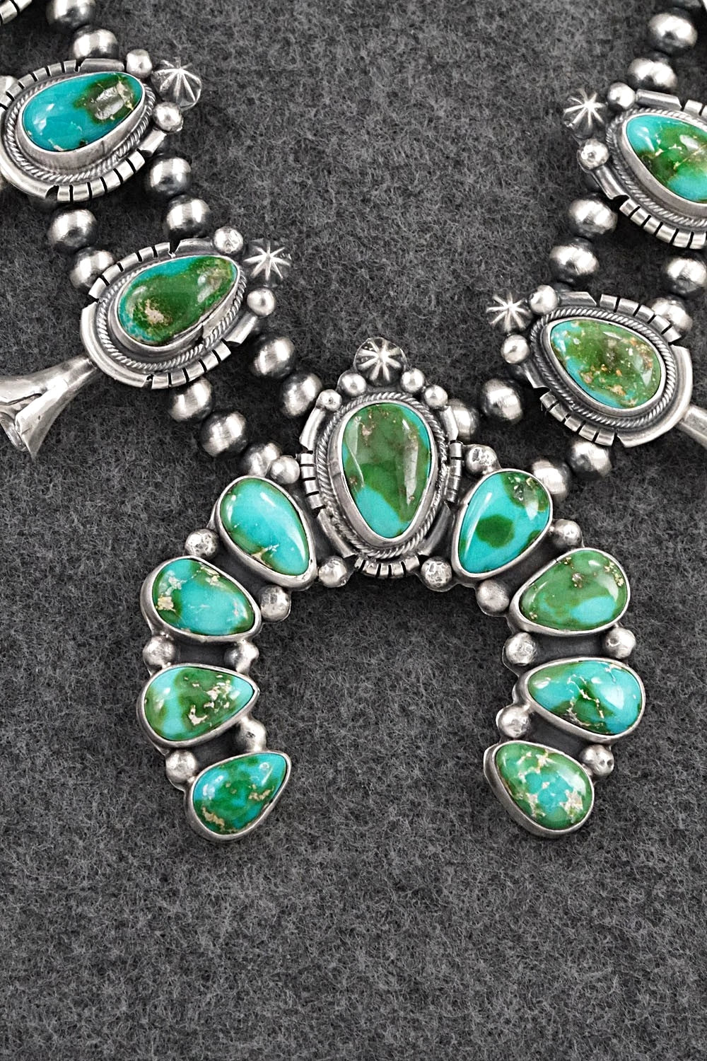 Turquoise & Sterling Silver Squash Blossom Set - Bob Becenti