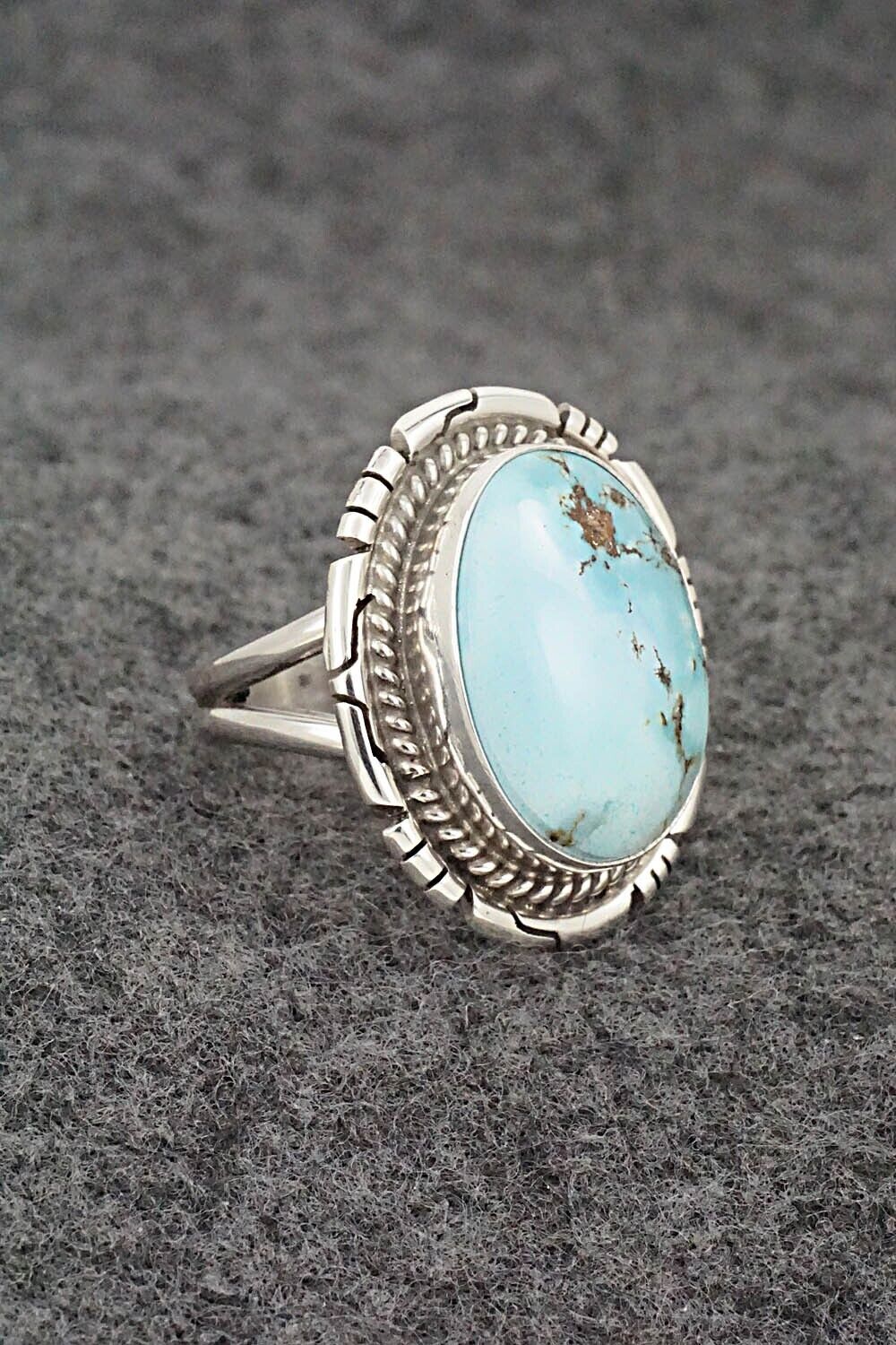 Turquoise & Sterling Silver Ring - Peggy Skeets - Size 7.5