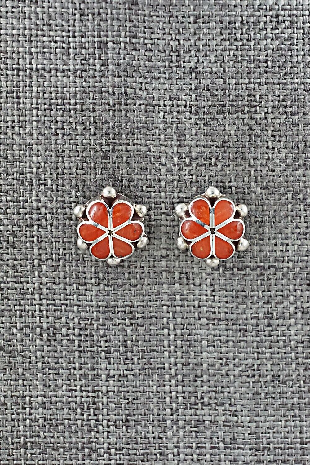 Coral & Sterling Silver Earrings - Bernadette Hattie