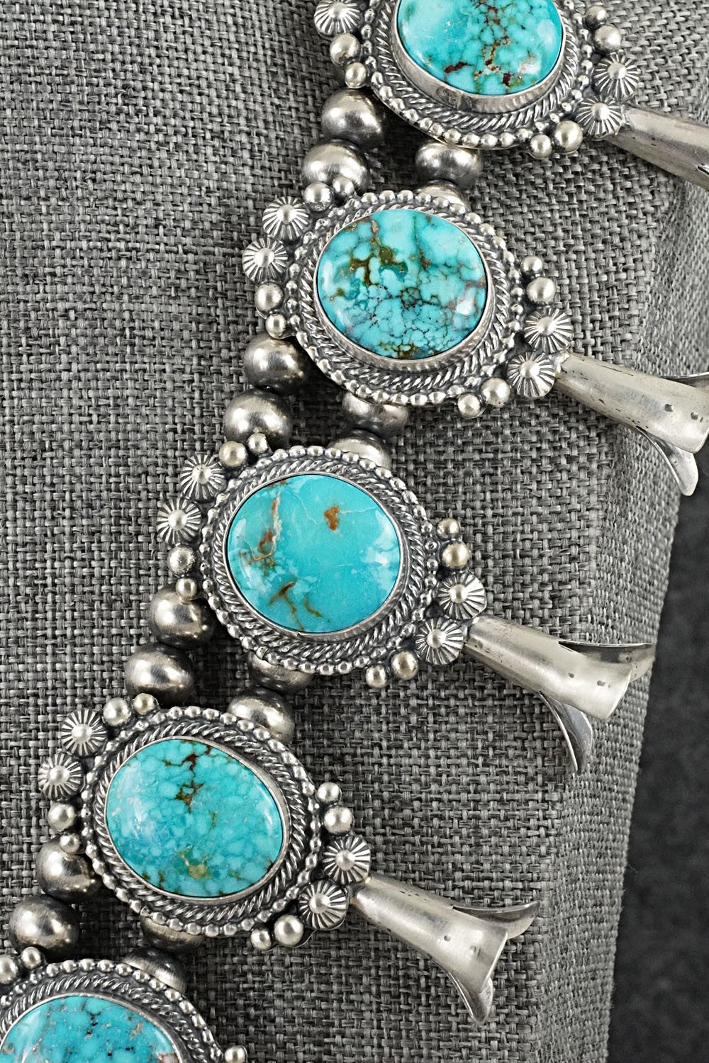 Turquoise & Sterling Silver Squash Blossom Set - Tom Lewis