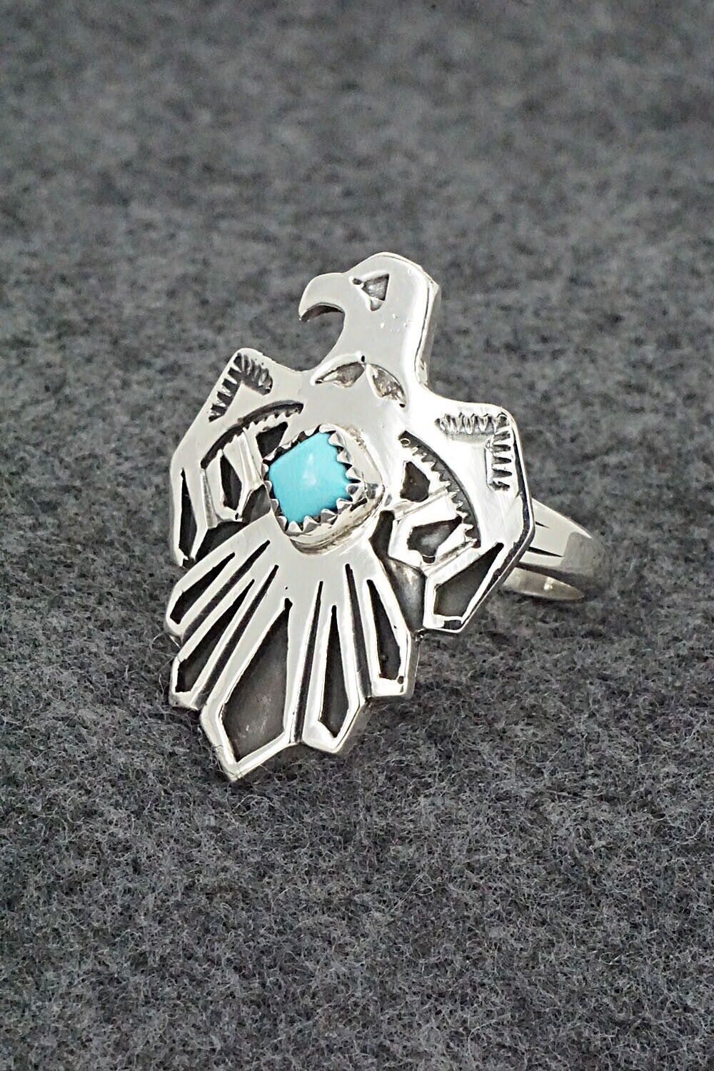 Turquoise & Sterling Silver Ring - Genevieve Francisco - Size 8.5