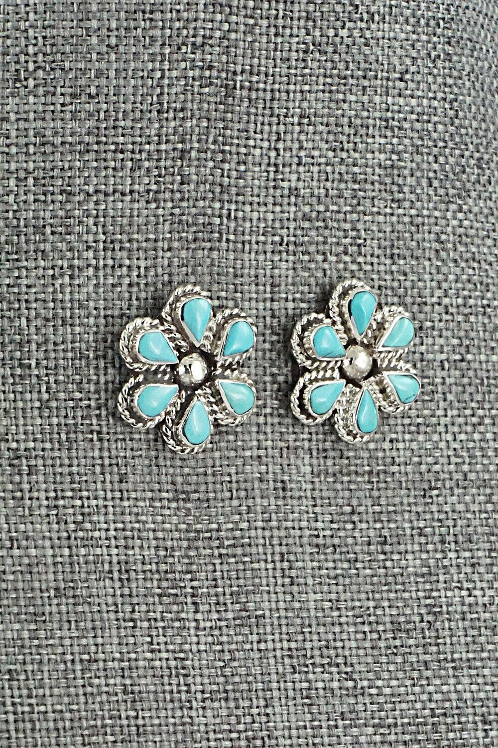 Turquoise & Sterling Silver Earrings - Carol Lateyice