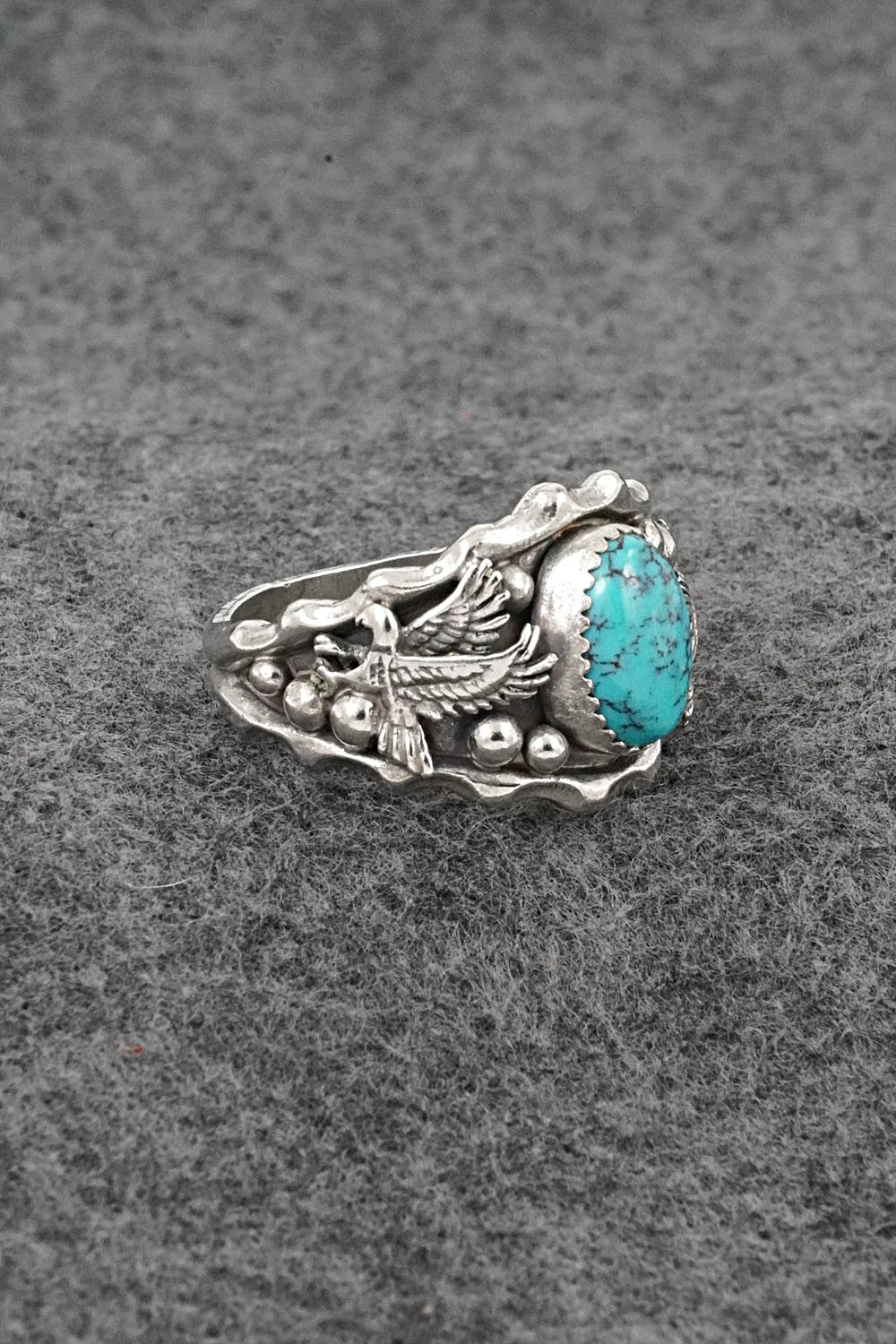 Turquoise & Sterling Silver Ring - Genevieve Francisco - Size 13