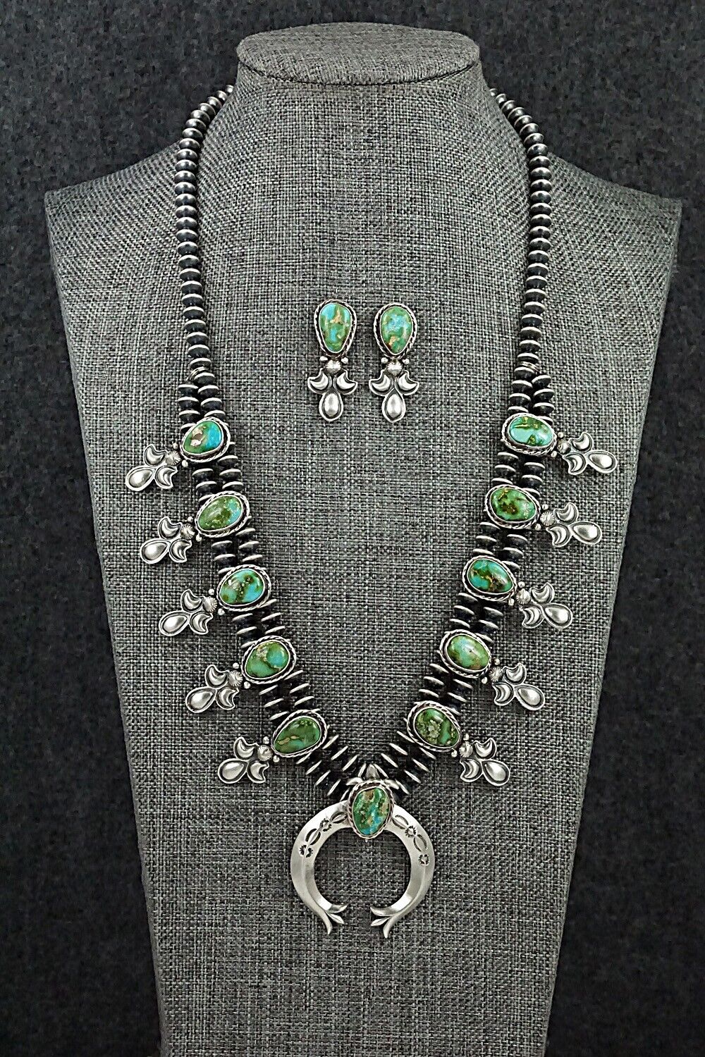 Turquoise & Sterling Silver Squash Blossom Set - Adrienne Gordon