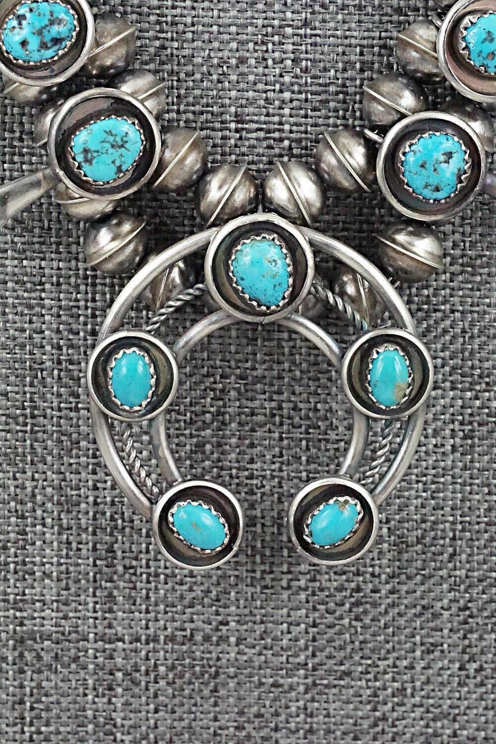 Turquoise & Sterling Silver Mini Squash Blossom Set - Phil Garcia