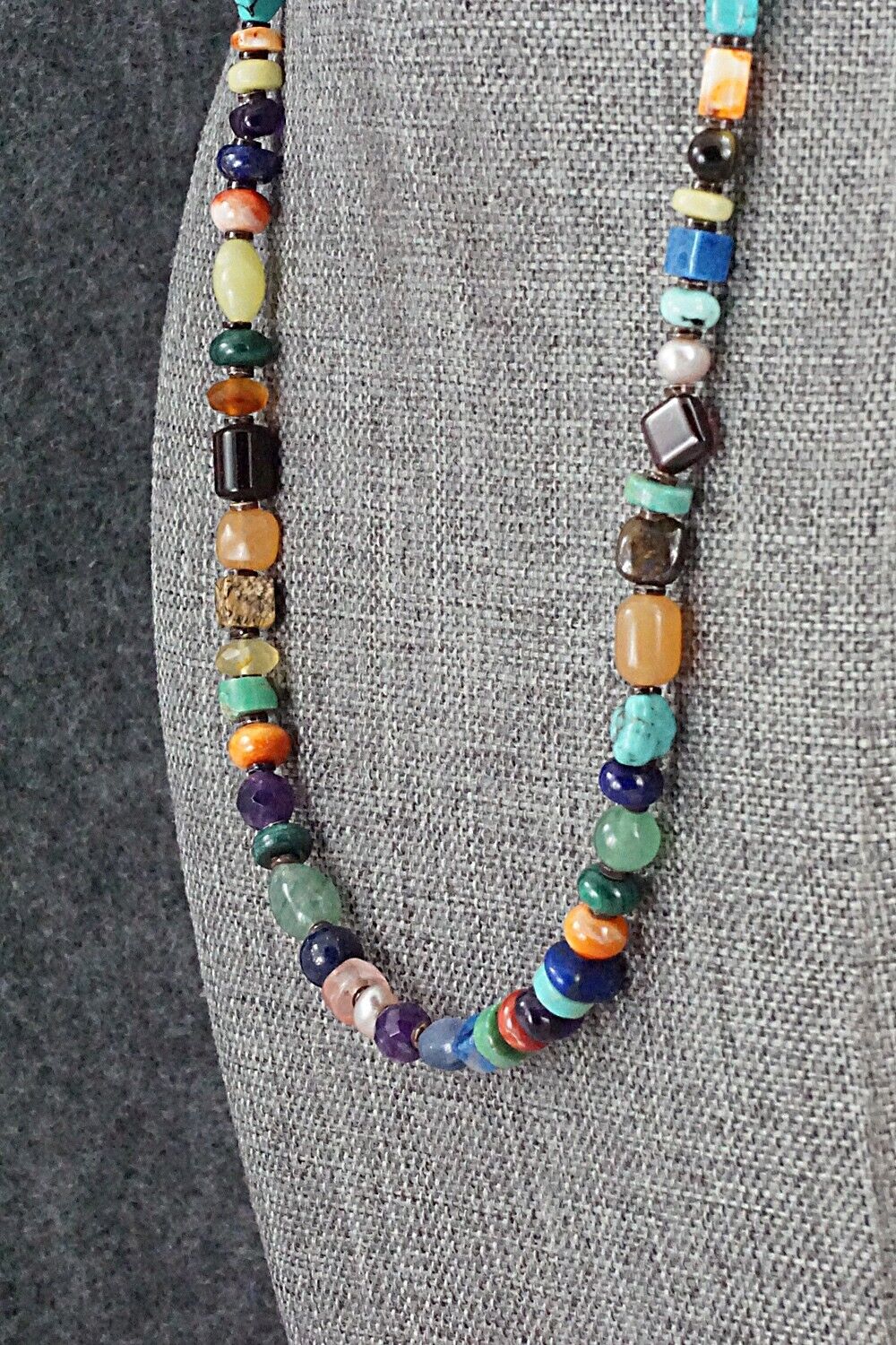 Multi-Stone & Sterling Silver Necklace 18" - Helen Tsosie