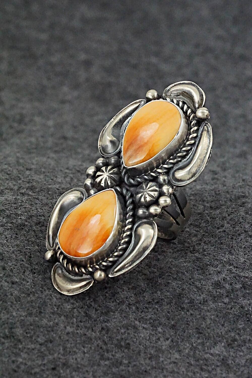 Spiny Oyster & Sterling Silver Ring - Jeff James - Size 8