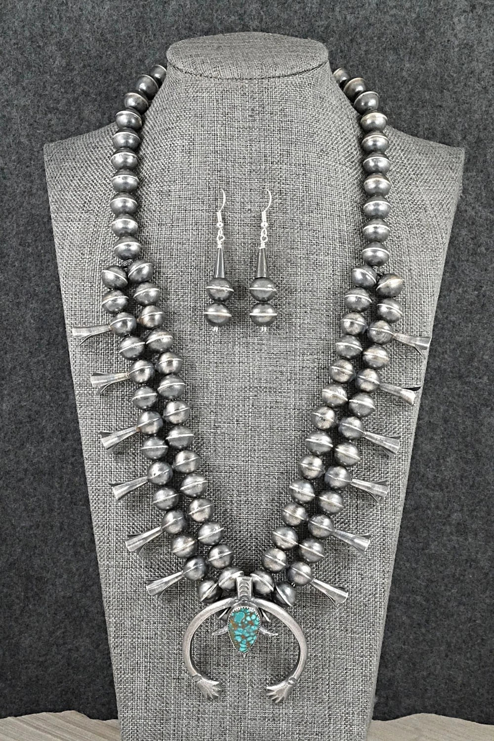Turquoise & Sterling Silver Squash Blossom Set - Gilbert Martin