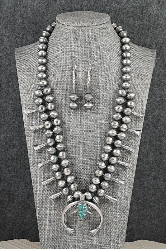 Turquoise & Sterling Silver Squash Blossom Set - Gilbert Martin