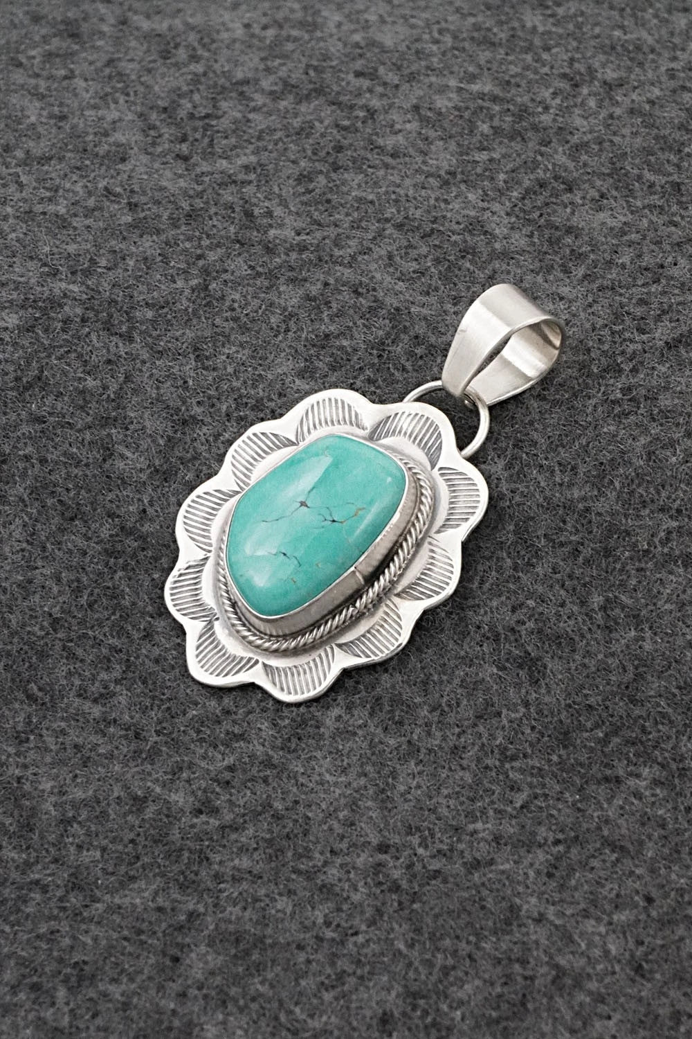 Turquoise & Sterling Silver Pendant - Cordell Platero