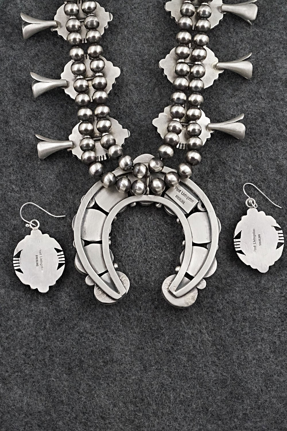 Spiny Oyster & Sterling Silver Squash Blossom Set - Paul Livingston