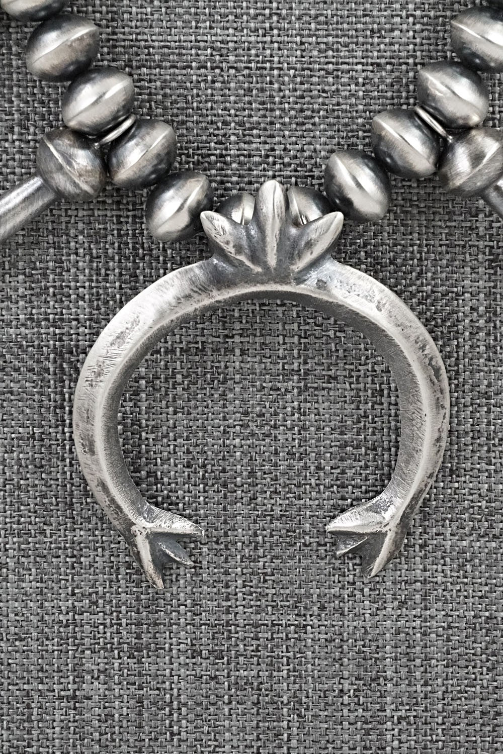 Sterling Silver Navajo Pearl Squash Blossom Necklace - Presley Haley