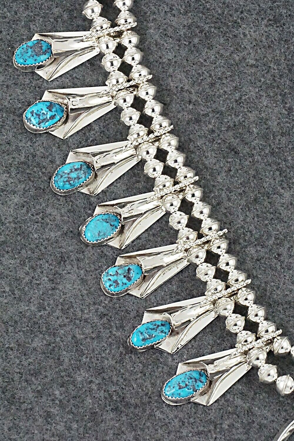 Turquoise & Sterling Silver Squash Blossom Set - Louise Yazzie