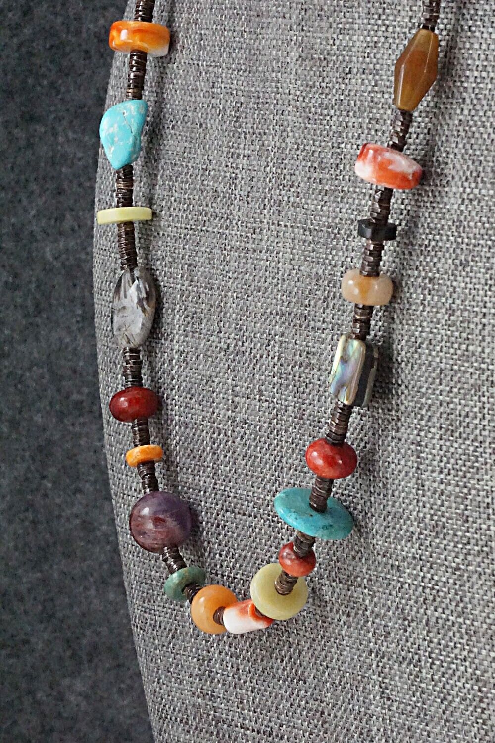 Multi-Stone and Sterling Silver Necklace - Helen Tsosie