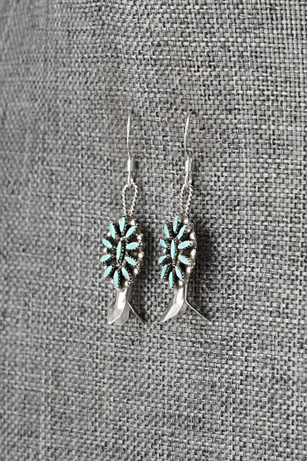 Turquoise & Sterling Silver Mini Squash Blossom Set - Lorena Peina
