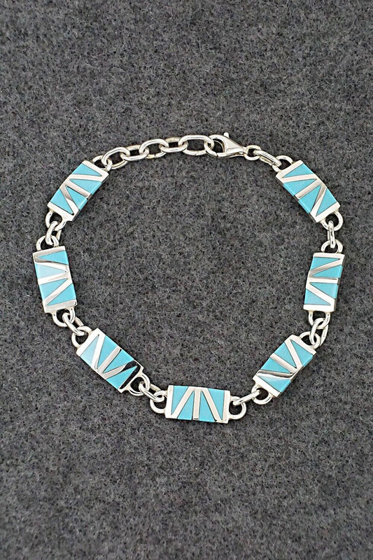 Turquoise & Sterling Silver Link Bracelet - Wilfred Siutza