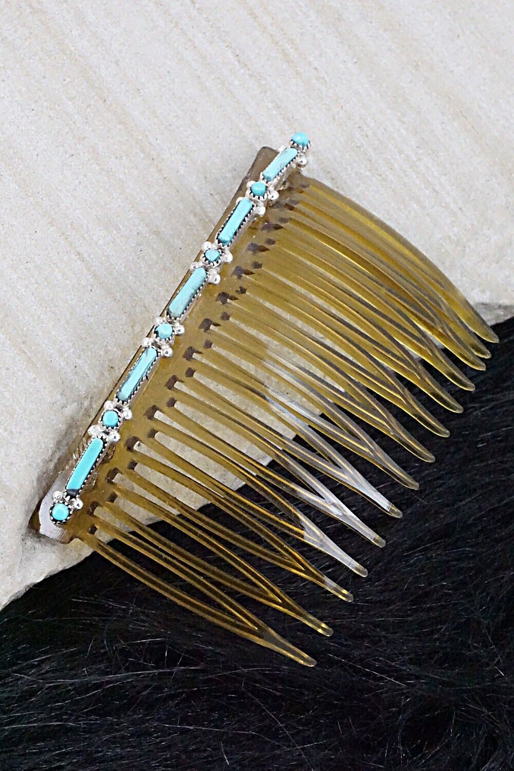 Turquoise & Sterling Silver Hair Combs - Jennifer Booqua