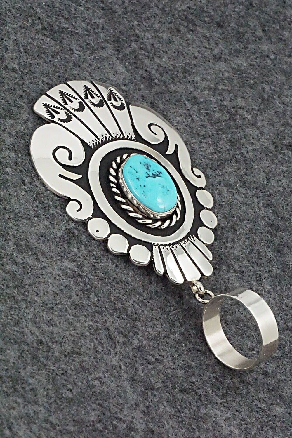 Turquoise & Sterling Silver Pendant - Rosita Singer