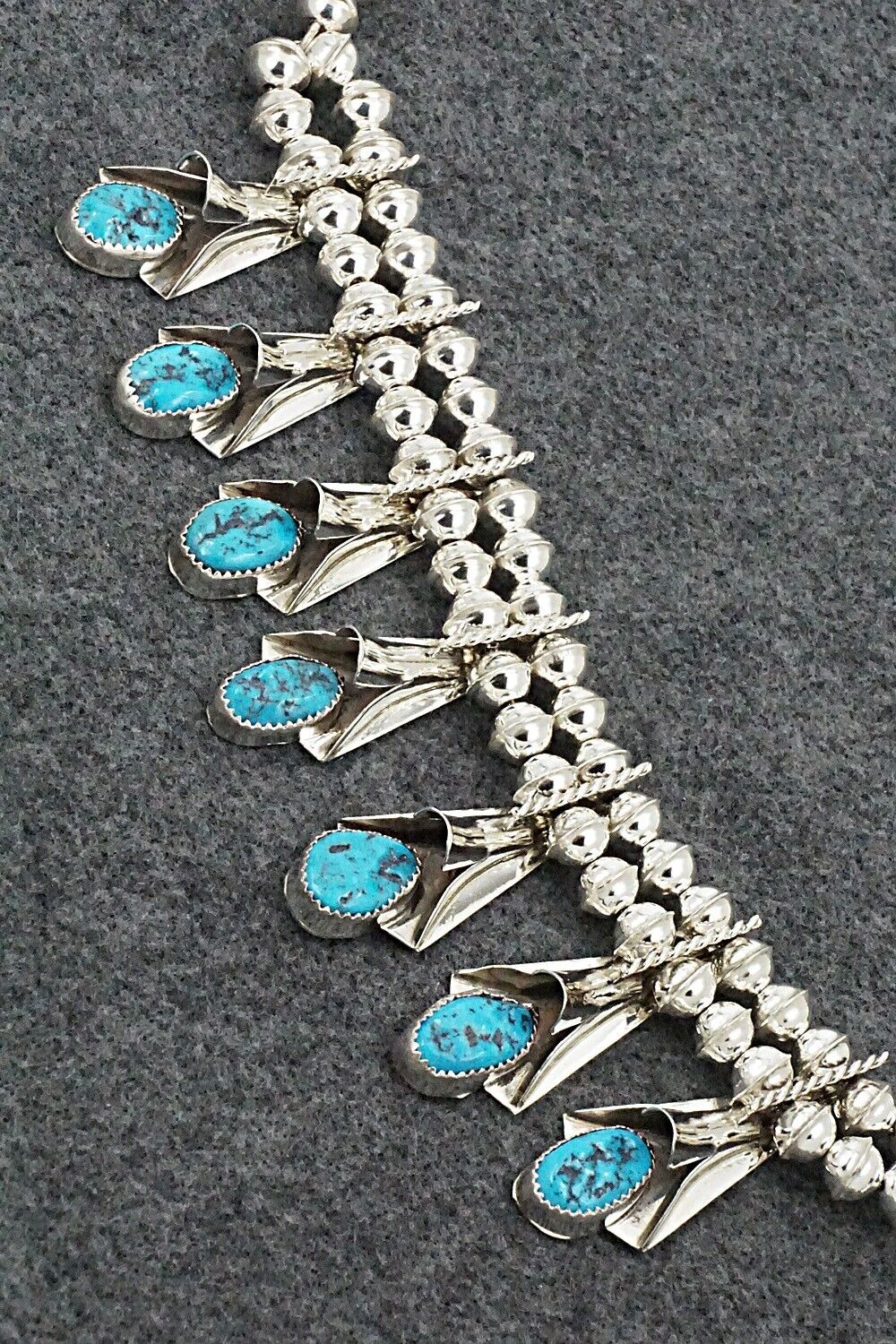 Turquoise & Sterling Silver Squash Blossom Set - Louise Yazzie