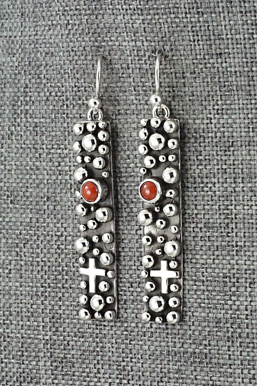 Coral & Sterling Silver Earrings - Akee Douglas