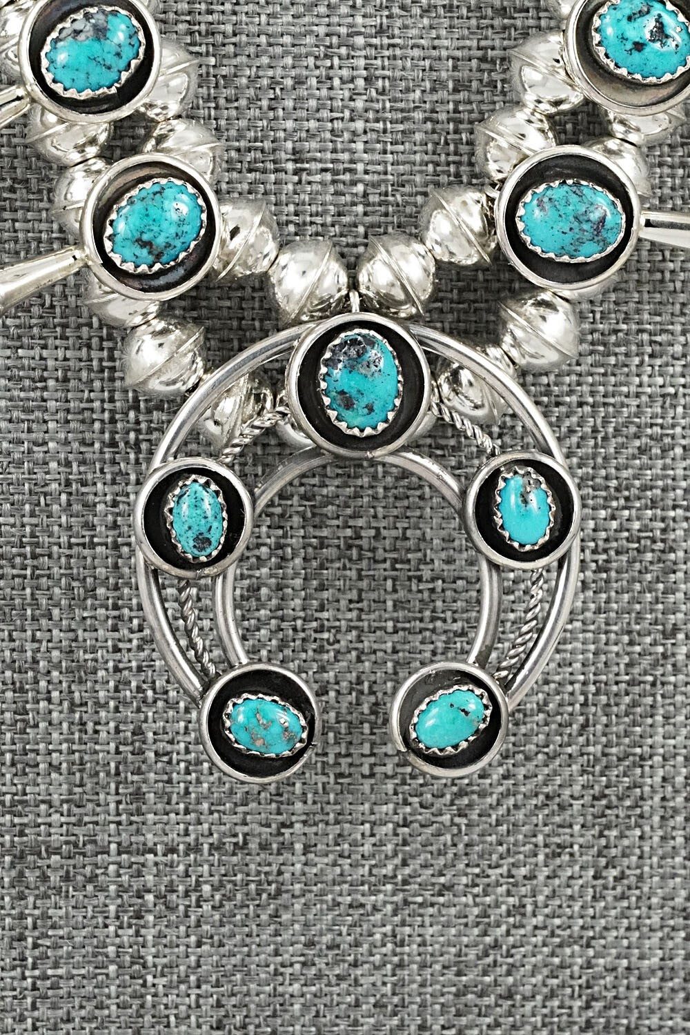Turquoise & Sterling Silver Squash Blossom Set - Phil Garcia