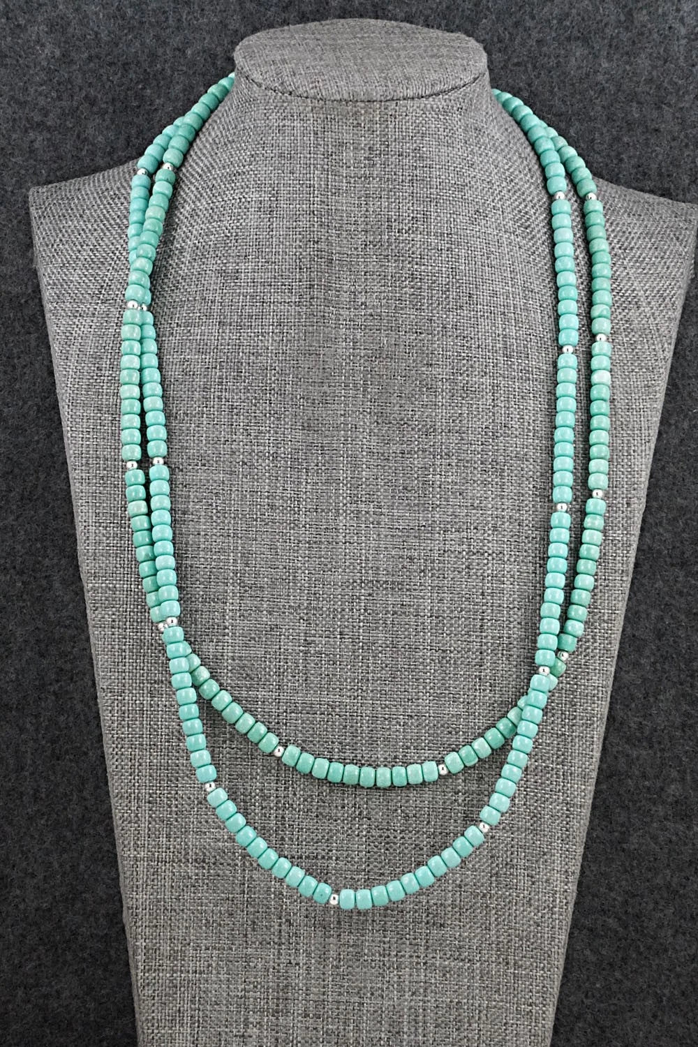 Turquoise & Sterling Silver Necklace 20" - Erika Brown