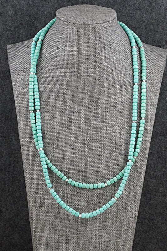 Turquoise & Sterling Silver Necklace 20" - Erika Brown