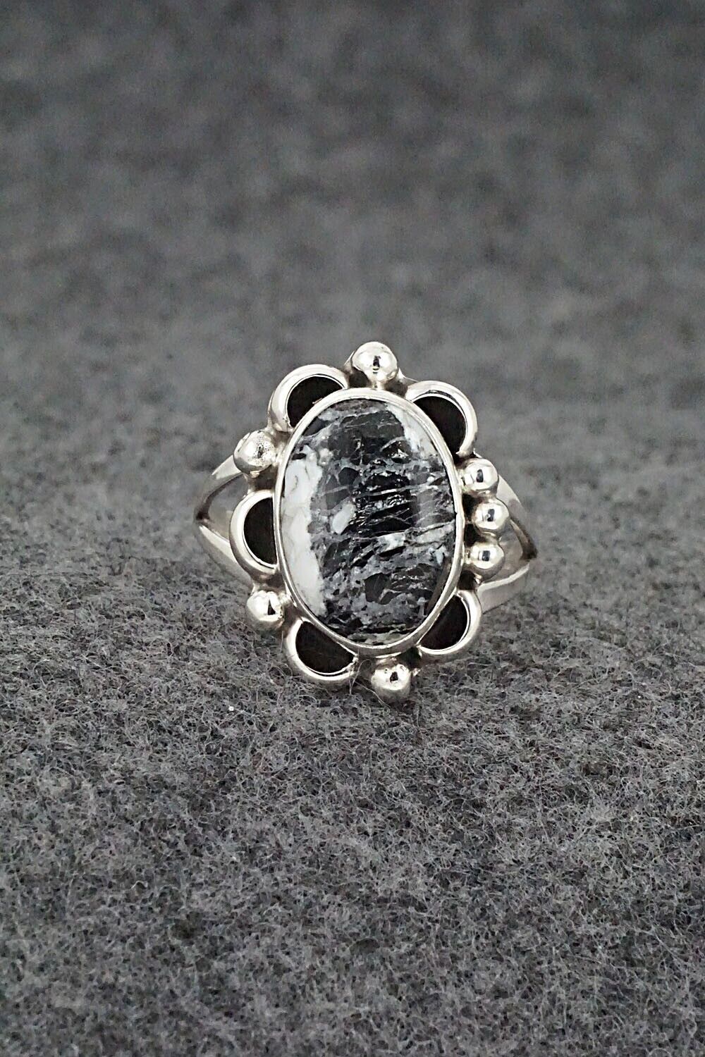 White Buffalo & Sterling Silver Ring - Priscilla Smith - Size 7.5