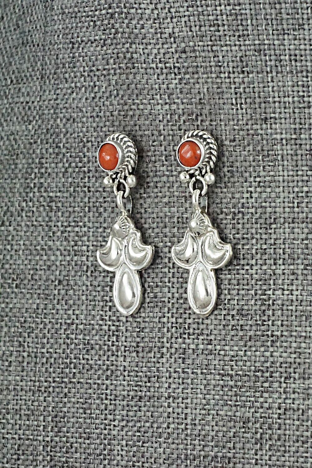 Coral & Sterling Silver Earrings - Verley Betone