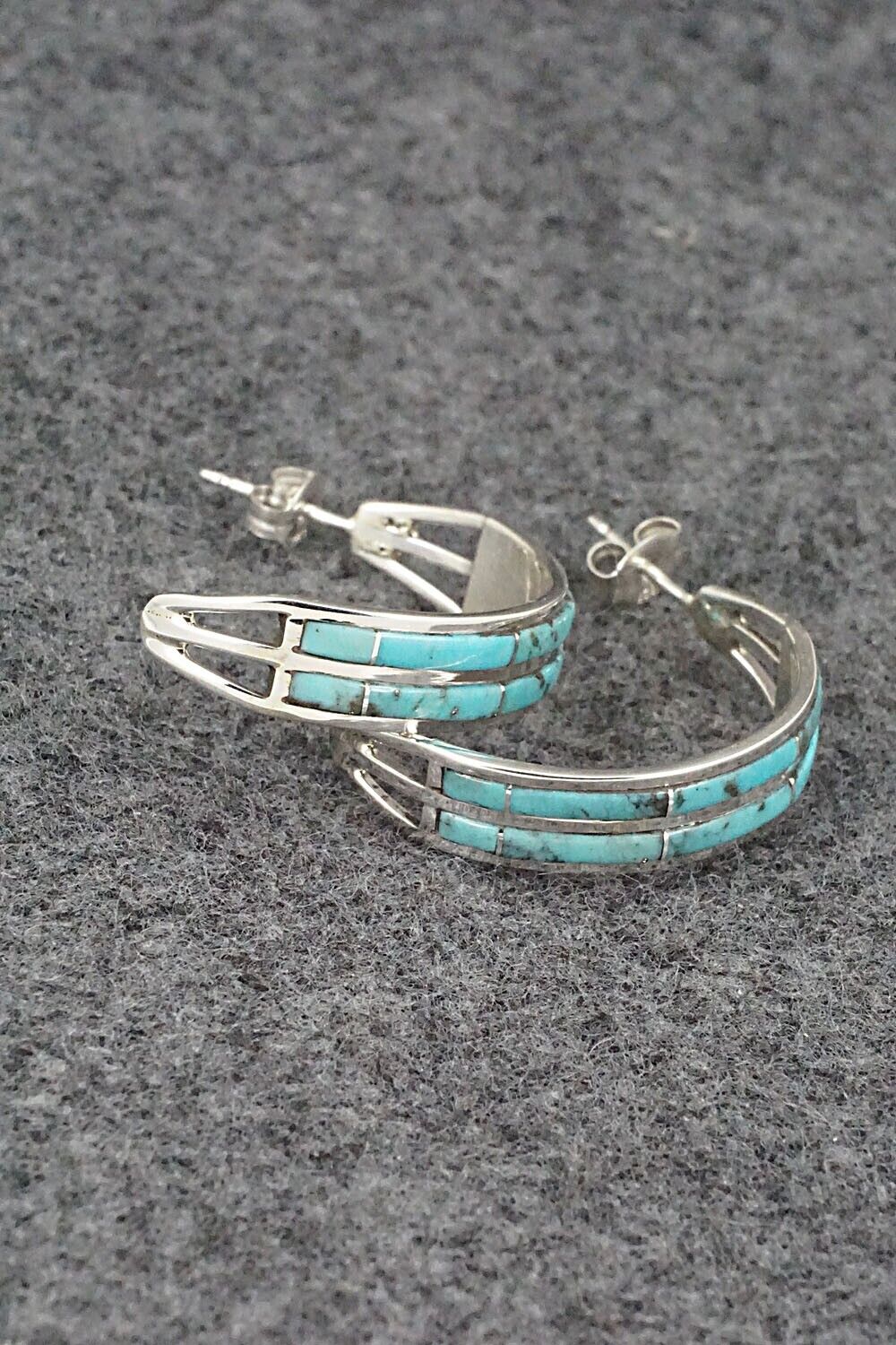 Turquoise & Sterling Silver Hoop Earrings - Andrew Enrico