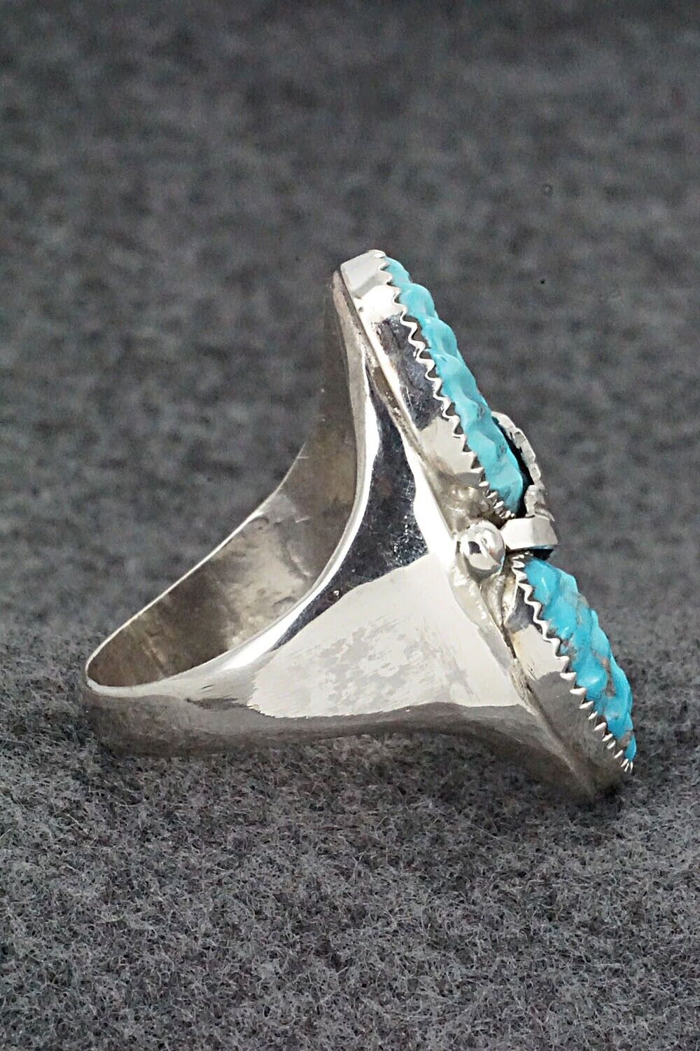 Turquoise & Sterling Silver Ring - Lyolita Tsattie - Size 13.5