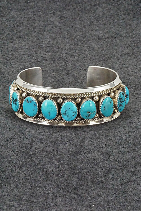 Turquoise & Sterling Silver Bracelet - Leslie Nez