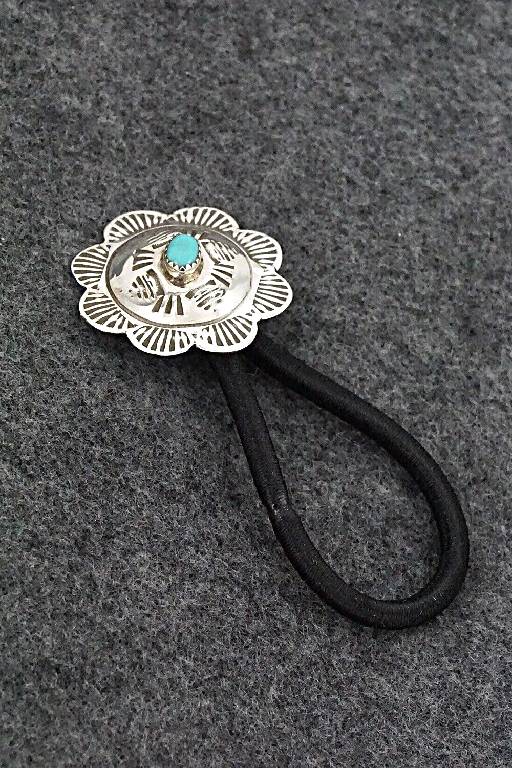 Turquoise & Sterling Silver Hair Tie - Bertha Begay