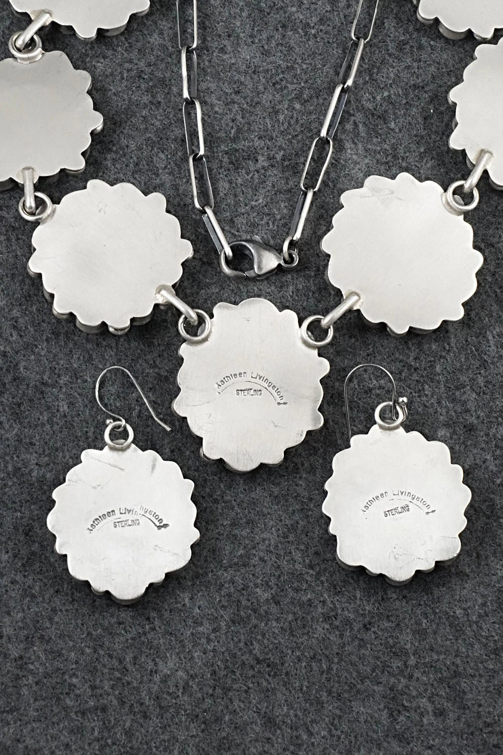 Turquoise & Sterling Silver Necklace and Earrings Set - Kathleen Livingston