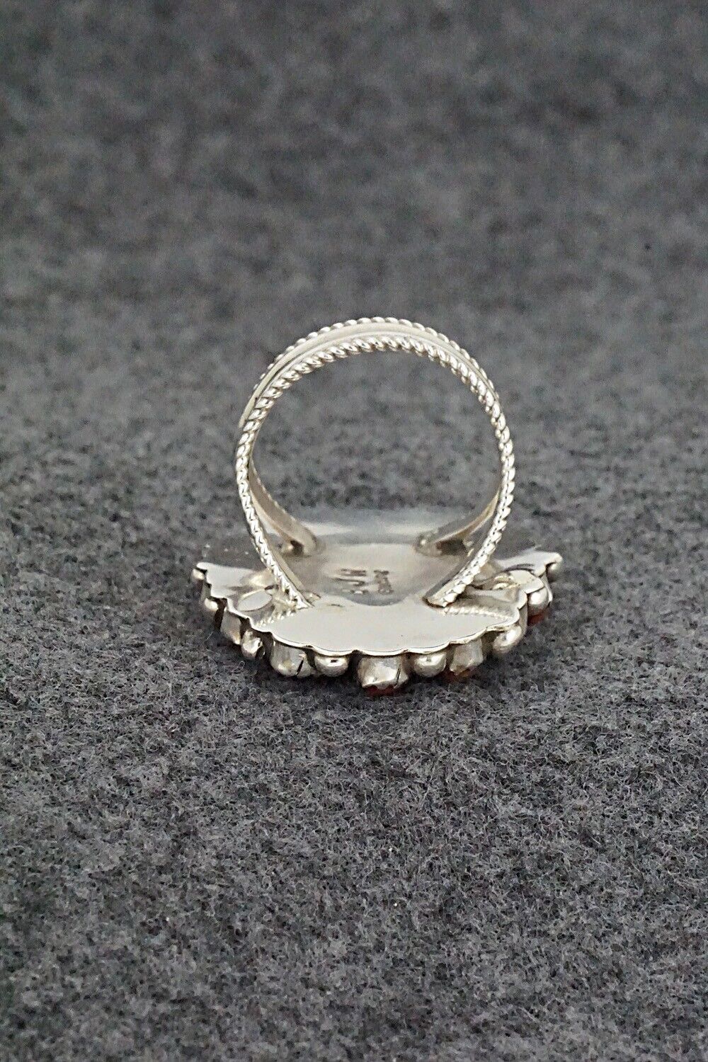 Coral & Sterling Silver Ring - Eunise Wilson - Size 8.5