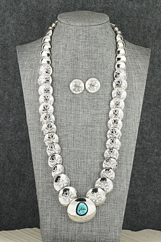 Turquoise Sterling Silver Necklace and Earrings Set - Tim Thompson